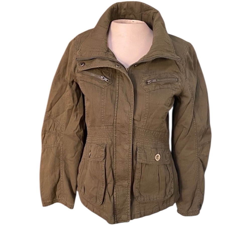 Women's Sashimi Utility Military Jacket with Collared Neckline Fitted Silhouette